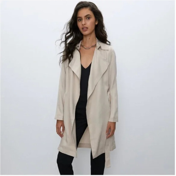 NWT Aritzia Babaton Maximo Pure Indigo Navy Blue Cape Jacket Trench Coat Small - Picture 9 of 9